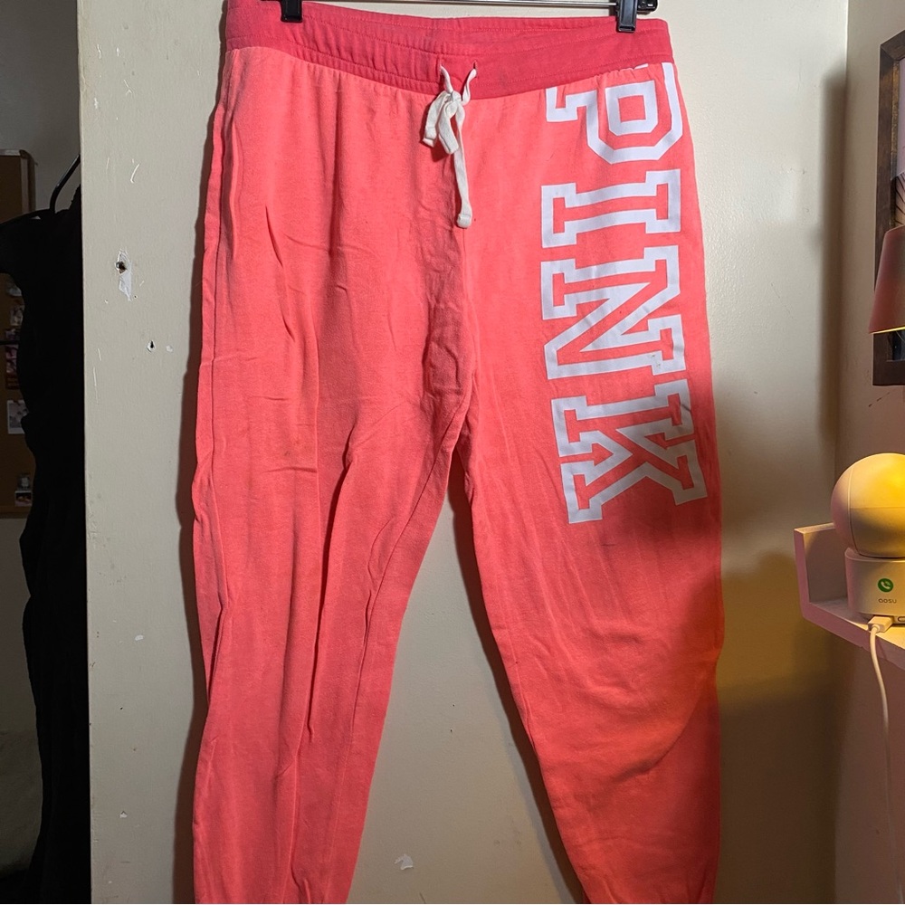 PINK Victoria's Secret Coral Logo Sweatpants